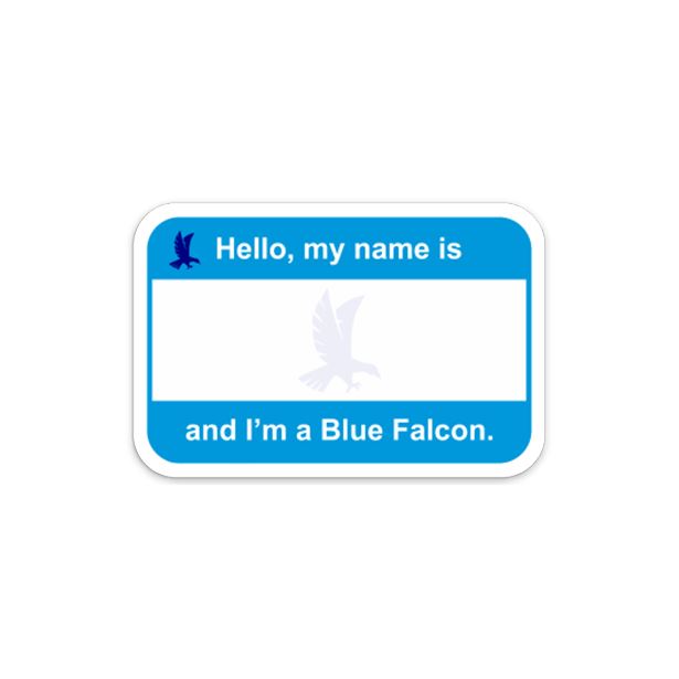 Blue Falcon Name Tag Sticker/Decal Morale Patch® Armory The 6 Pack 