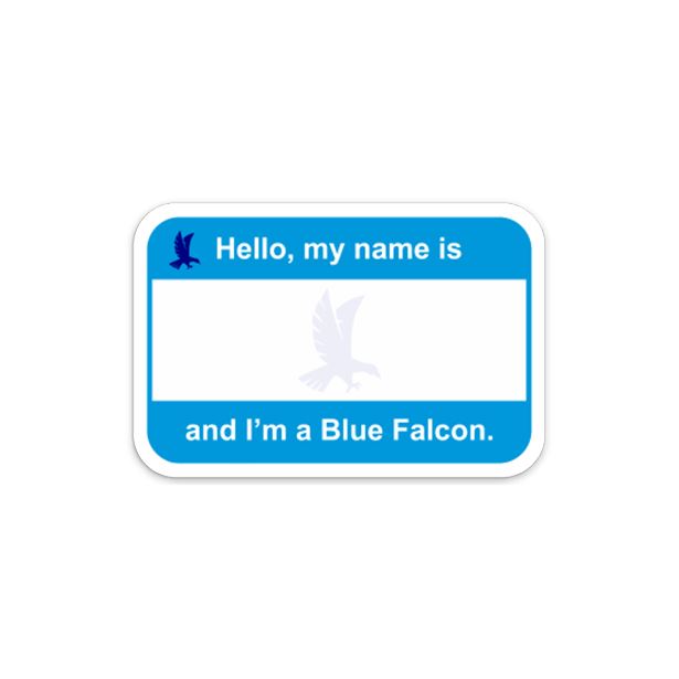 Blue Falcon Name Tag Sticker/Decal Morale Patch® Armory The 6 Pack 