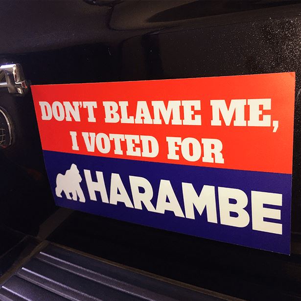 Don't Blame Me, I Voted For Harambe Sticker/Decal Morale Patch® Armory 