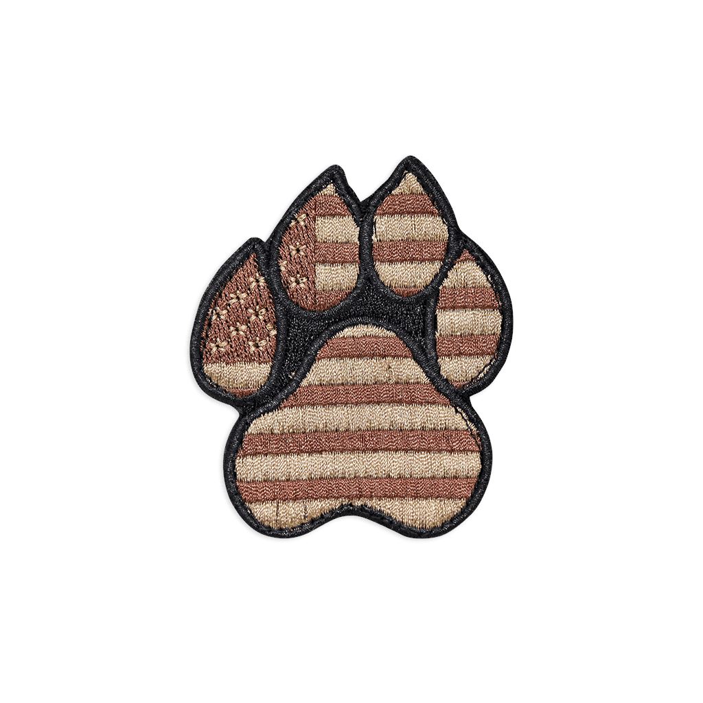 K9 Paw American Flag Morale Patch Embroidered Patch Morale Patch® Armory Brown 