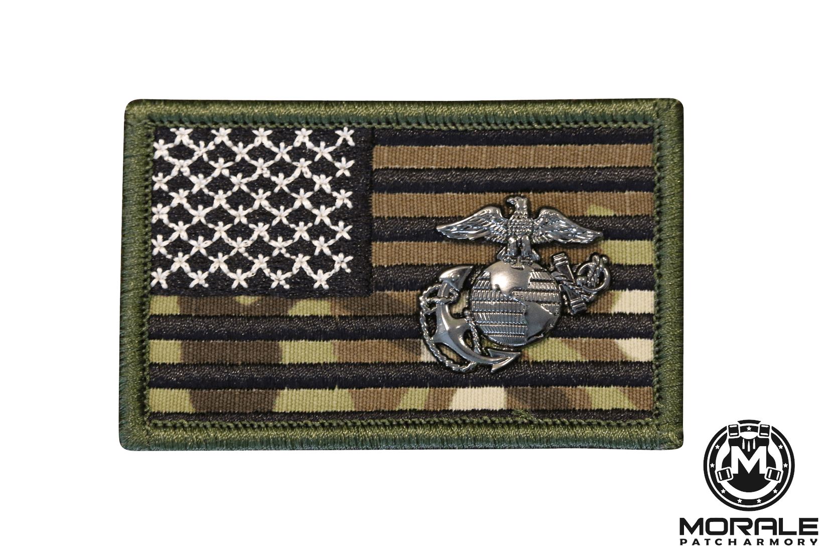 American Flag With Marine Corps EGA Embroidered Patch Morale Patch® Armory Camo 