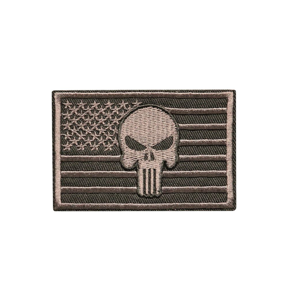 Punisher American Flag Embroidered Patch Morale Patch® Armory Charcoal 