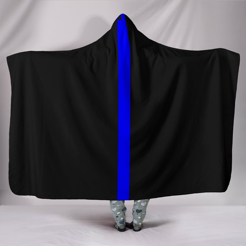 Thin Blue Line Hooded Blanket Hooded Blanket Morale Patch® Armory Hooded Blanket - Thin Blue Line Hooded Blanket Youth 60"x45" 