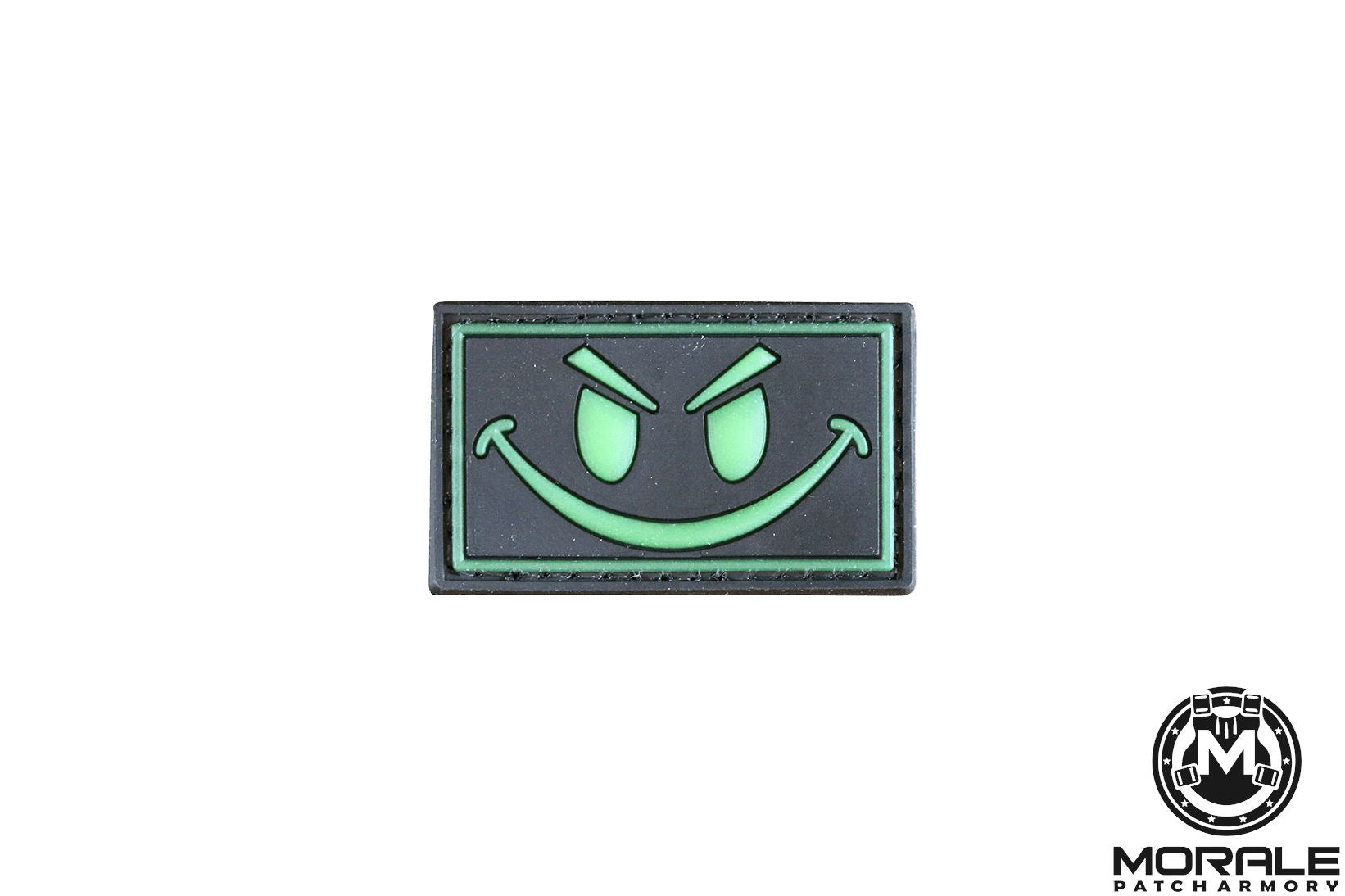 Glow In The Dark Evil Smile PVC Patch Morale Patch® Armory Black 