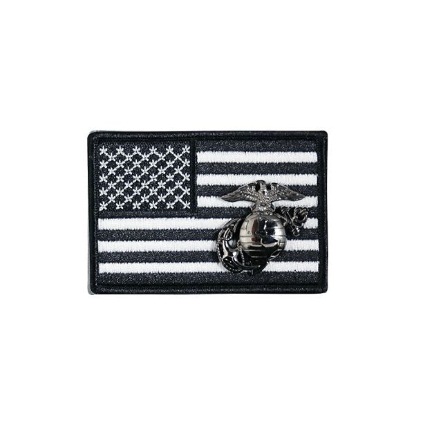 American Flag With Marine Corps EGA Embroidered Patch Morale Patch® Armory Black & White 
