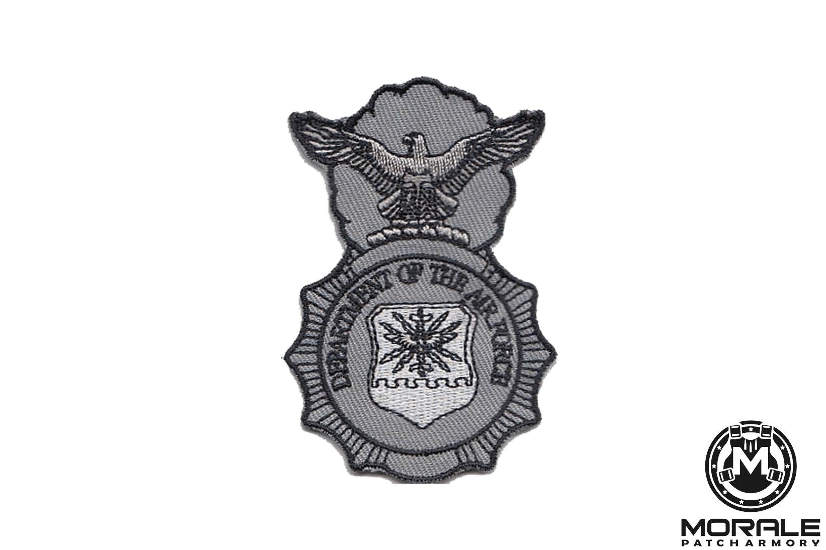 USAF Security Forces Badge Patch Embroidered Patch Morale Patch® Armory Silver 